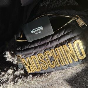 Moschino Black Quilted Bag with Gold Accents